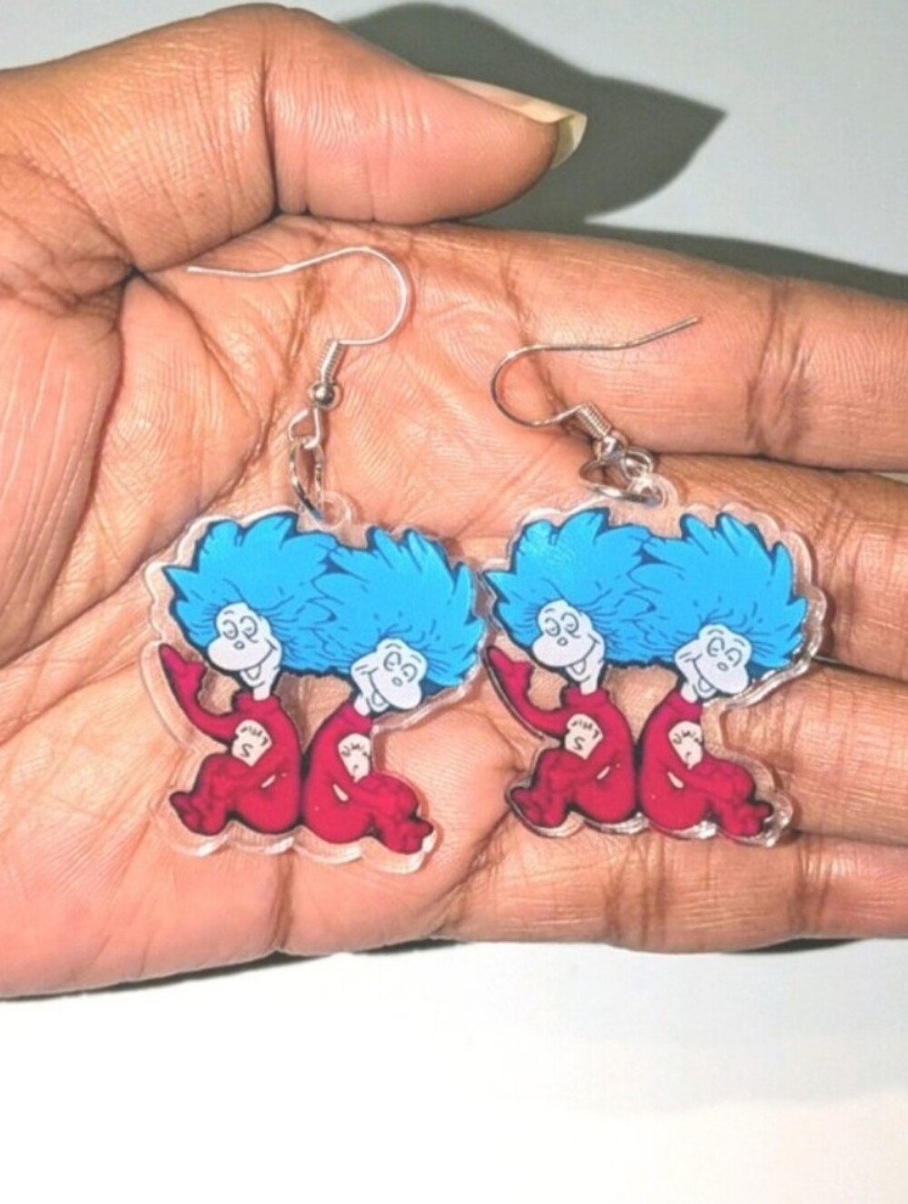 Blue-Red Cartoon Character Kids Dangle Earrings
